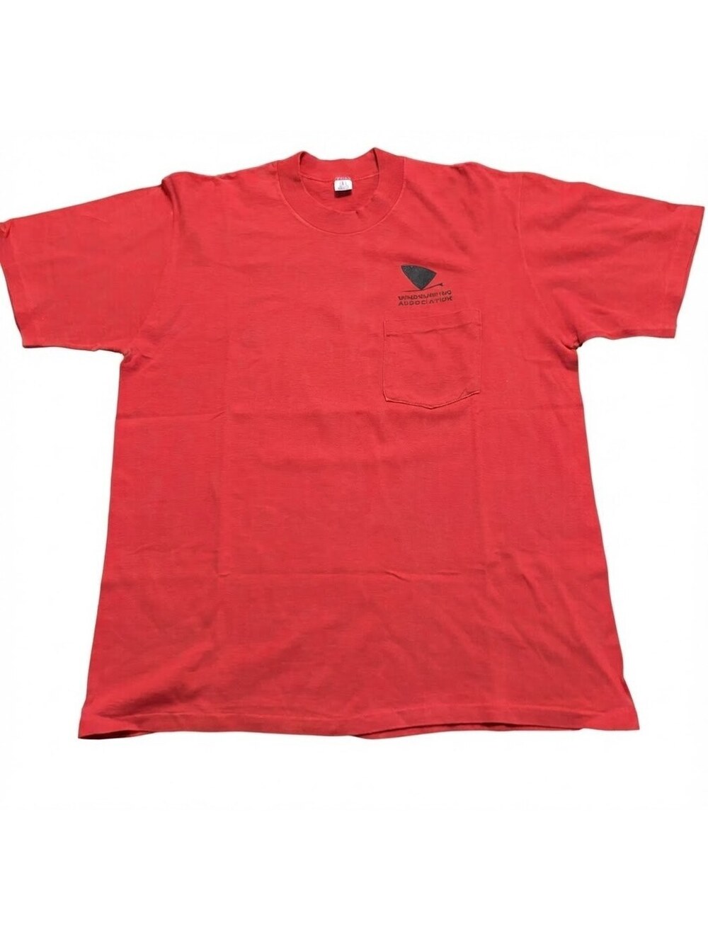 Vintage 80s Windsurfing Association T-Shirt Men's L Red Single Stitch Pocket